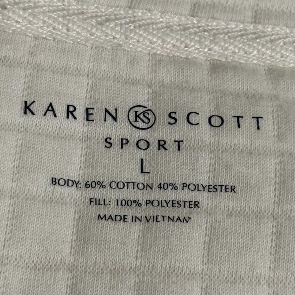 Quilted Zip Front Jacket Ivory Large - Picture 6 of 7